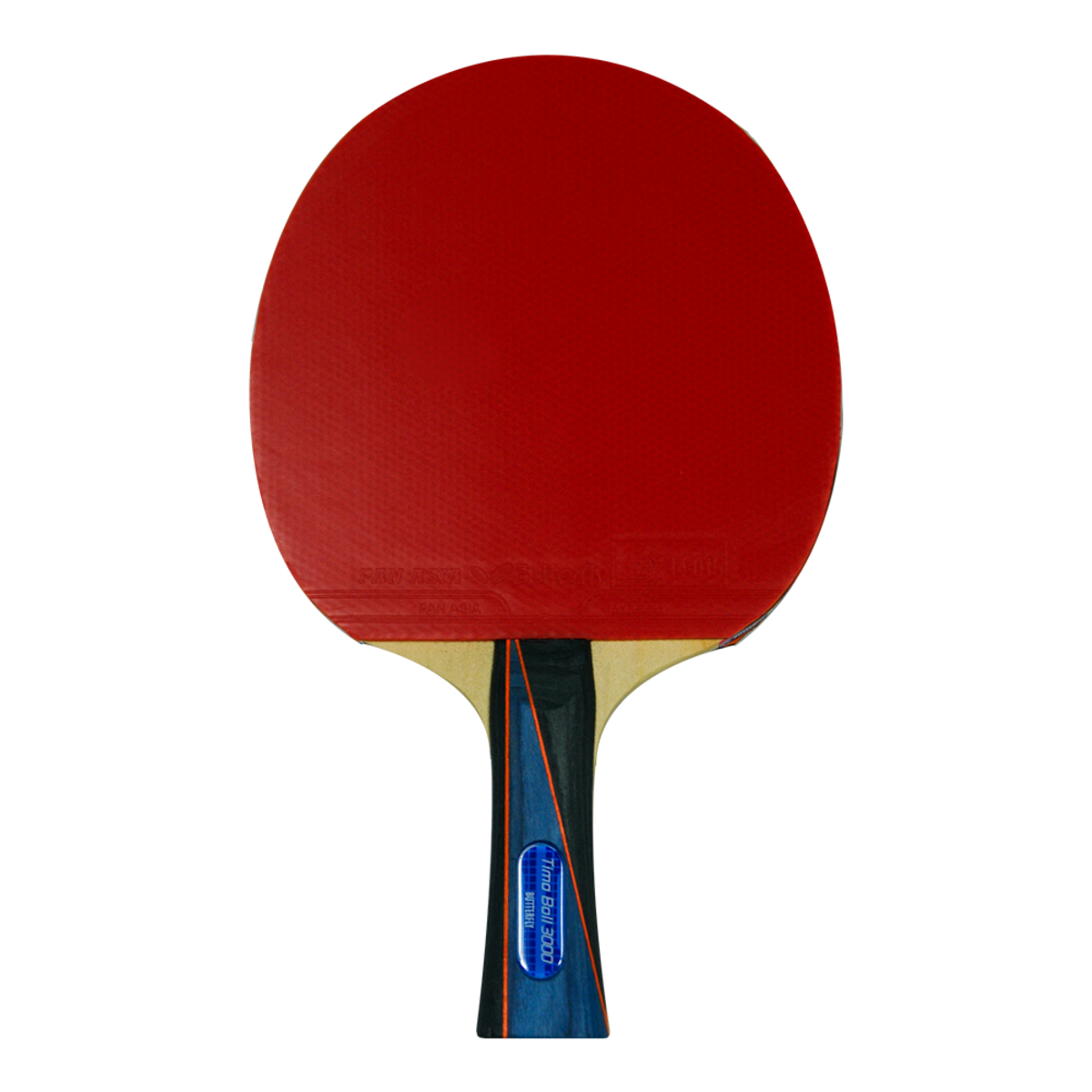 Butterfly Timo Boll 3000 Racket: Full View of Red Side of the Racket